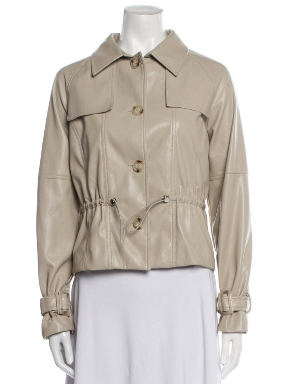 ADORET Atelier Women's Cream Leather Drawstring Jacket